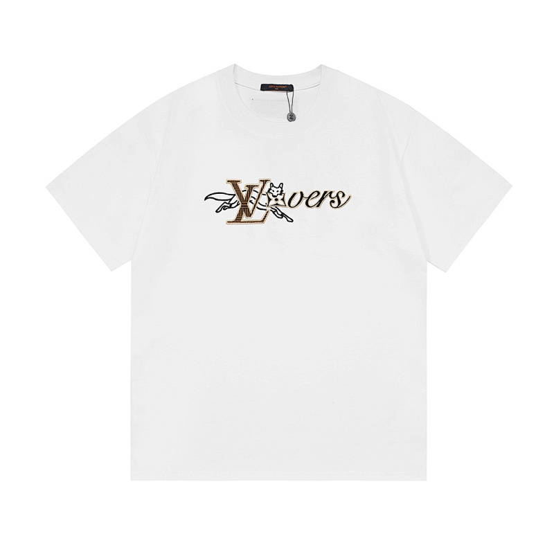 LOUIS VUITTON 動物の刺繍ロゴ入りコットンTシャツ