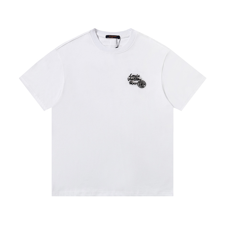 LOUIS VUITTON ファッショナブルでカジュアルな刺繍入り純綿Tシャツ
