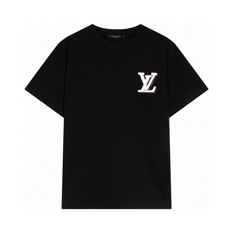 LOUIS VUITTON シンプルな大きなロゴプリントの純綿Tシャツ