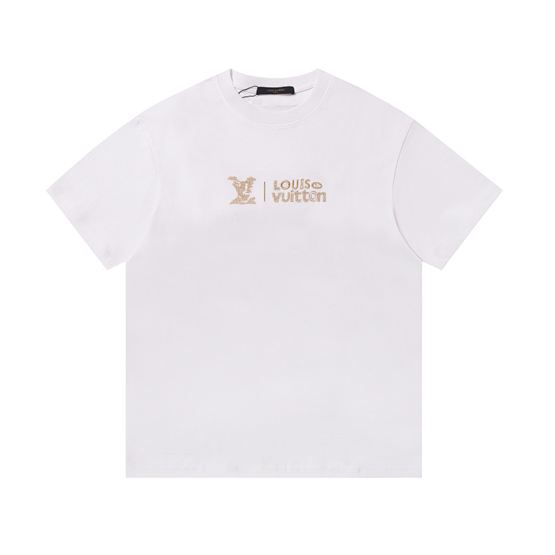 LOUIS VUITTON ロゴ刺繍入りカジュアルコットンTシャツ