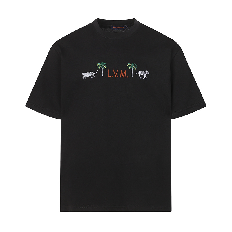 LOUIS VUITTON 文字ロゴと動物の刺繍入りコットンTシャツ