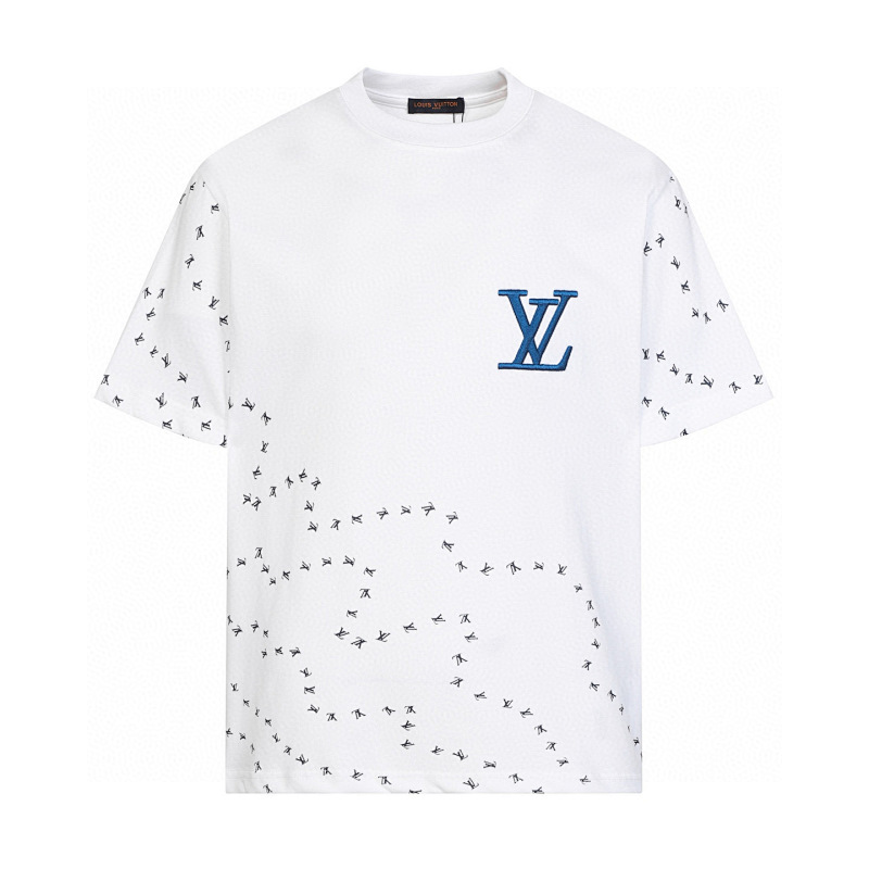 LOUIS VUITTON 文字刺繍入りカジュアルピュアコットンTシャツ