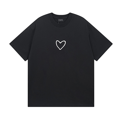 Balenciagaパリ 26SS 限定 ハート英字 3D プリント 半袖 T シャツ